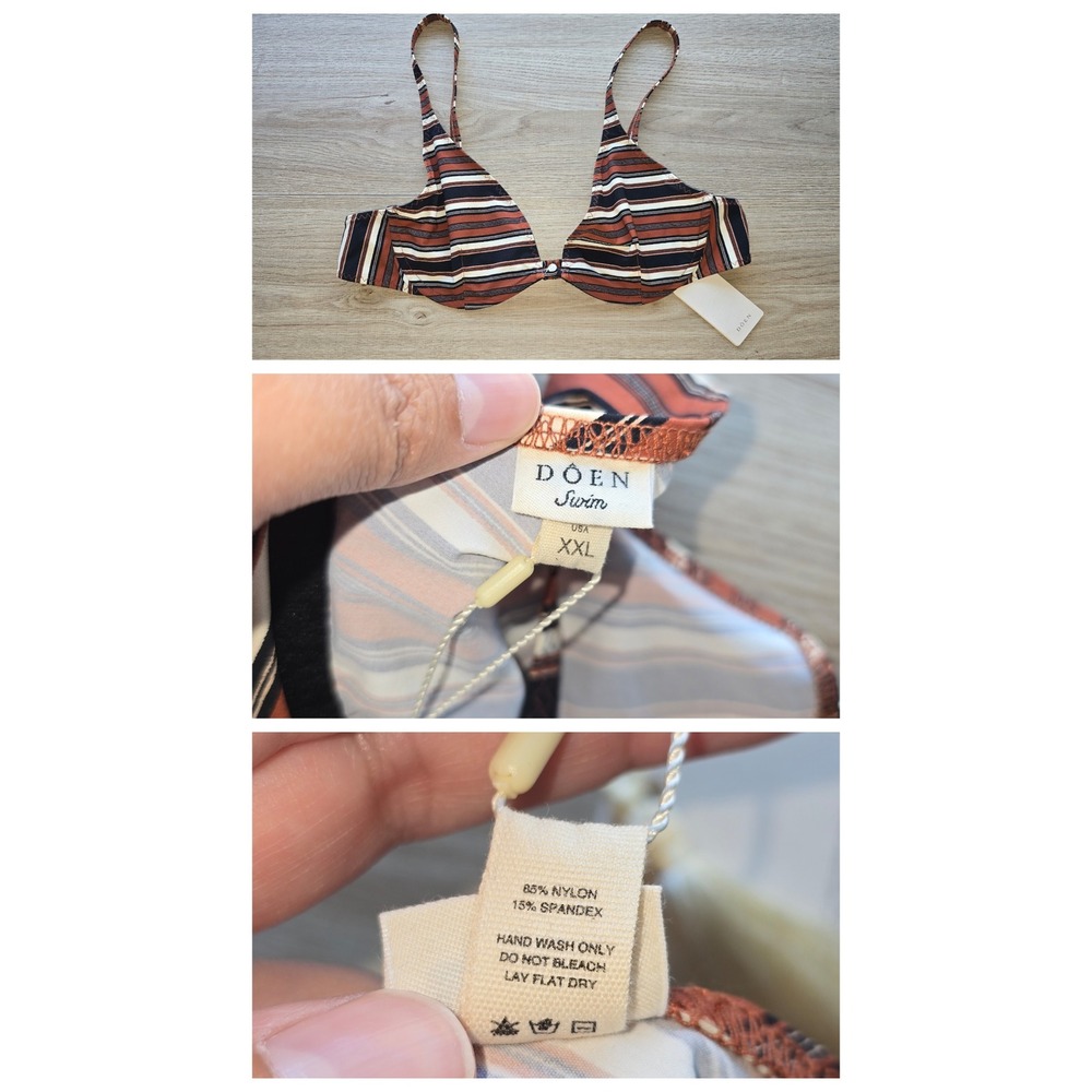 NWT DOEN Women Bikini Set XXL Palermo Montecito Stripe Underwire Portugal beach - Picture 10 of 10